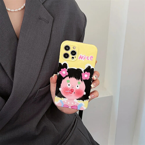 GUPBOO Étui pour iPhone11 Ugly cute tresses fille étui de téléphone drôle en silicone