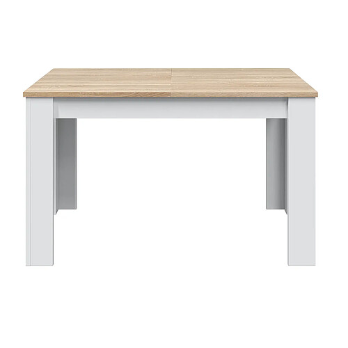 Pegane Table a manger Extensible en chêne canadian et blanc Artik - Hauteur 78 x Longueur 140-190 x Largeur 90 cm