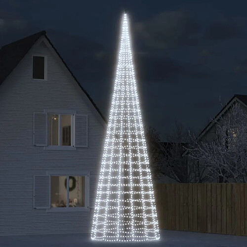 vidaXL Arbre de Noël lumineux sur mât de drapeau 3000 LED blanc 800 cm