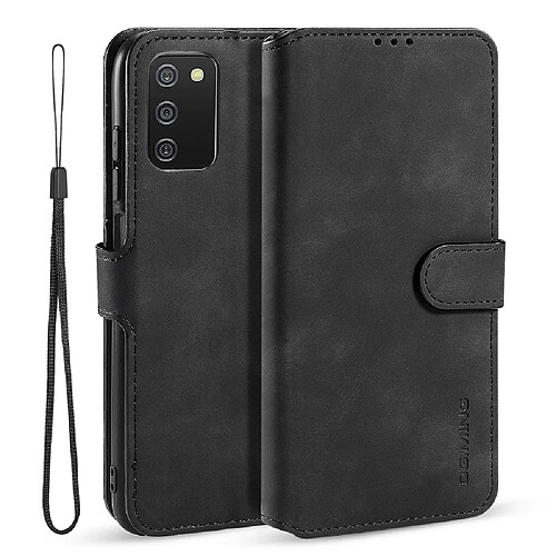 Dg.Ming Etui en PU + TPU style rétro avec sangle noir pour votre Samsung Galaxy A03s