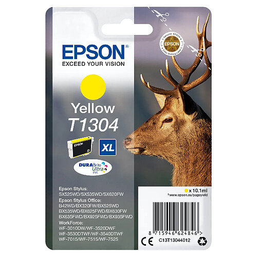 Epson Singlepack Yellow T1304 DURABrite T1304 cartouche dencre jaune tres haute capacite 10.1ml 1-pack RF-AM blister DURABrite Ultra Ink