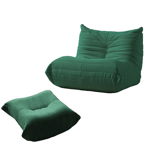 SoftEva Chaise longue ergonomique de style togolais avec repose - pieds assortis – vert – canapé simple sans assemblage