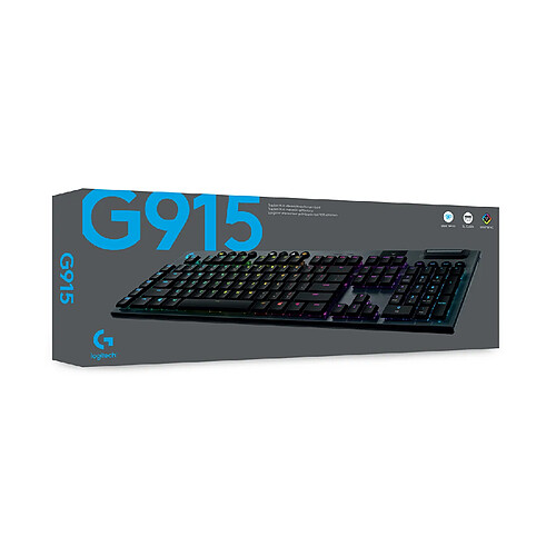 Logitech G G915 LIGHTSPEED Wireless RGB Mechanical Gaming Keyboard - GL Tactile clavier RF sans fil + Bluetooth QWERTY Anglais Charbon