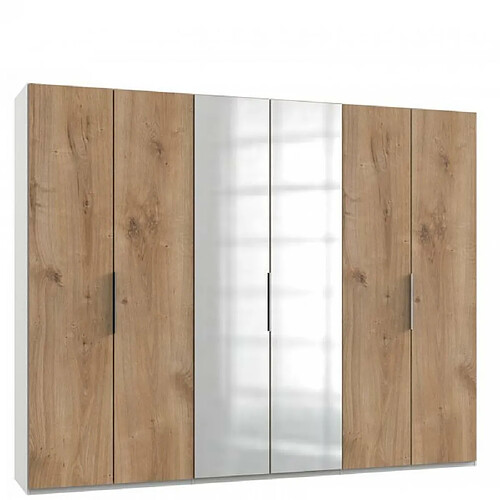 Inside 75 Armoire de rangement LISBETH 4 portes chêne 2 miroirs 300 x 236 cm hauteur