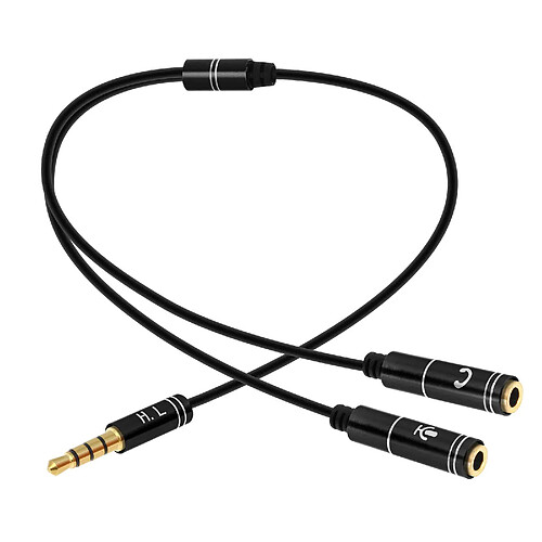 Avizar Adaptateur Audio Jack 3.5mm vers Micro et Casque Compact 30cm Noir