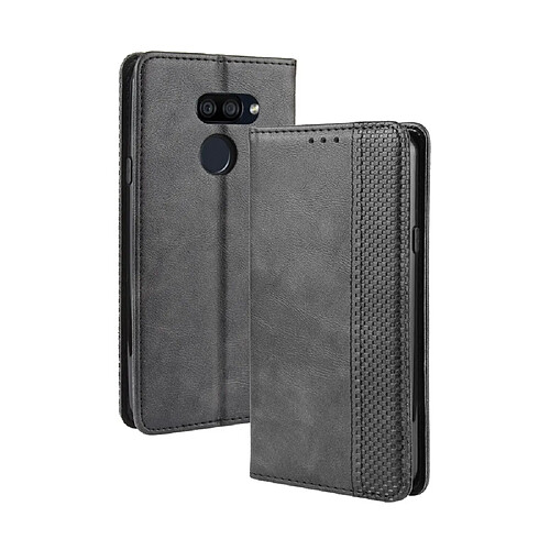 Wewoo Housse Coque Pour LG K40S Magnétique Boucle Rétro Crazy Horse Texture Etui à rabat horizontal en cuir avec support & fentes cartes & cadre photo Noir