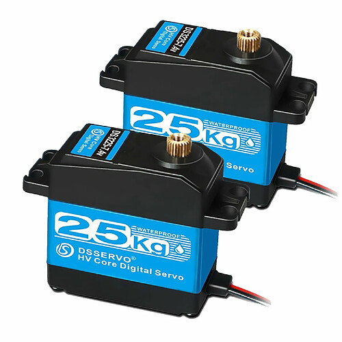 2 pcs RC Servo de direction 25KG, 7.4V High Torque Digital Motor avec engrenages en acier inoxydable, étanche, 180° pour les voitures robotisées