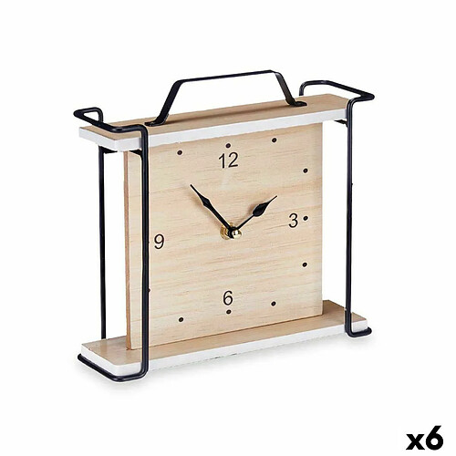 Gift Decor Horloge de table Noir Métal Bois MDF 23 x 21 x 7 cm (6 Unités)