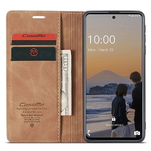 Etui en PU CASEME fermeture magnétique auto-absorbante marron pour votre Samsung Galaxy A33 5G