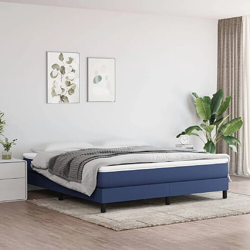 vidaXL Sommier à lattes de lit avec matelas Bleu 180x200 cm Tissu