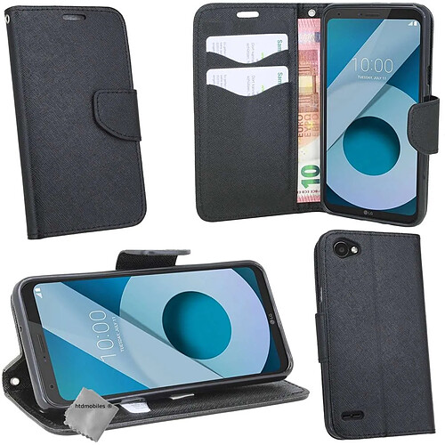 Htdmobiles Housse etui portefeuille pour LG Q6 + film ecran - NOIR / NOIR