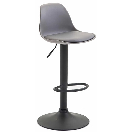 Decoshop26 Tabouret de bar avec repose-pieds design moderne dossier en plastique et synthétique gris pieds noir mat 10_0000301