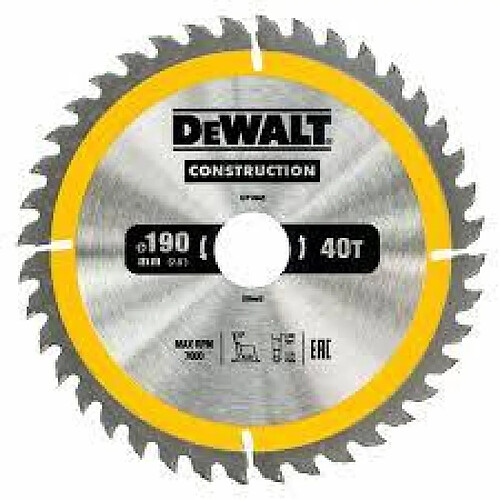 Lame de scie circulaire 190 x 30 mm 40 dents DEWALT DT1945