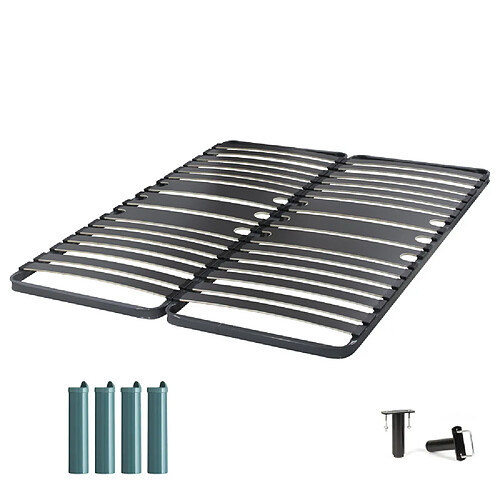 Ebac Sommier à lattes + pieds 2x80x200 C416 - 32 lattes bois - Fabrication française