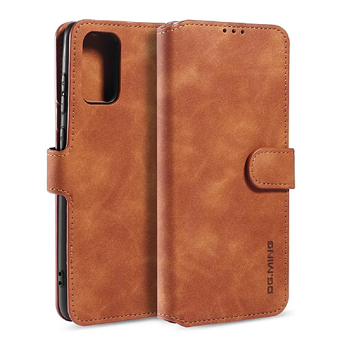 Dg.Ming Etui en PU rétro avec support marron pour votre Samsung Galaxy S20 Plus