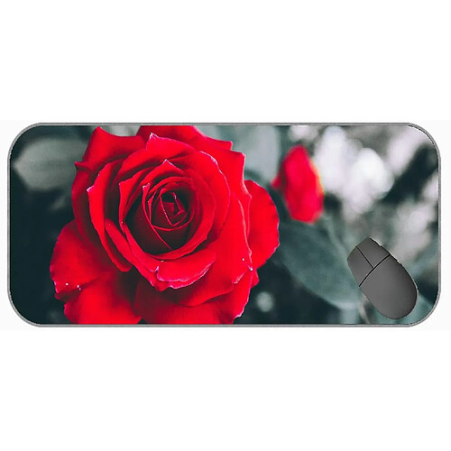 Universal (750x300x3) Grand tampon de souris de jeu avec couture de bord, padis de souris rose rouge flor