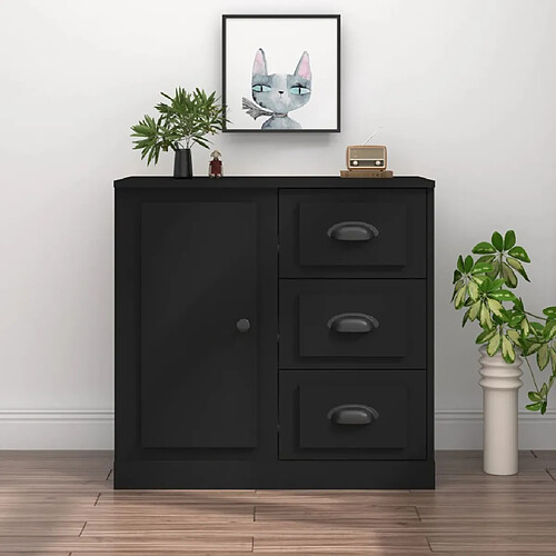 vidaXL Buffet noir 70x35,5x67,5 cm bois d'ingénierie