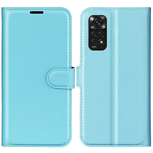 Etui en PU texture litchi, fermeture aimantée avec support bleu pour votre Xiaomi Redmi Note 11 4G (Qualcomm)/Redmi Note 11S 4G