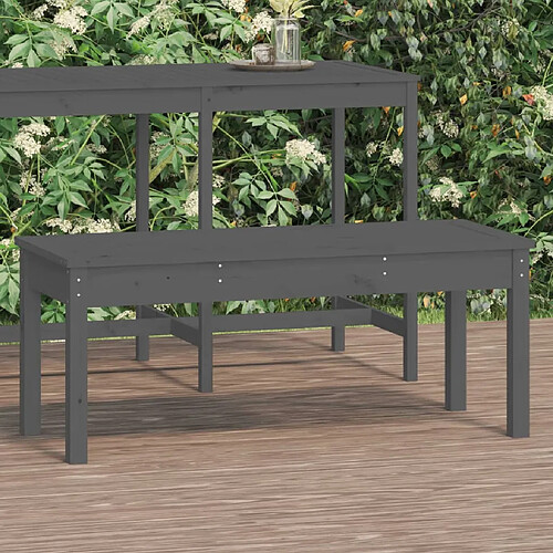 vidaXL Banc de jardin gris 109x44x45 cm bois massif de pin