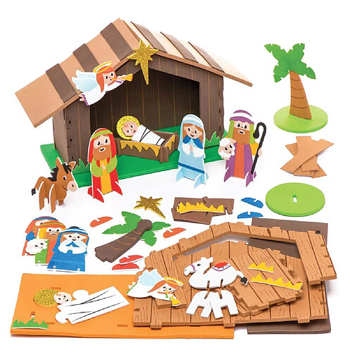 Baker Ross Lot de 2 Crèches de Noël en Caoutchouc Mousse