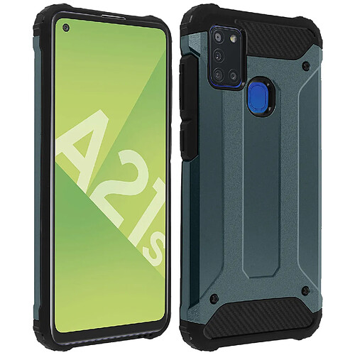 Avizar Coque Galaxy A21s Protection Bi-matière Design Relief Antichute bleu nuit