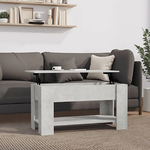 vidaXL Table basse gris béton 101x49x52 cm bois d'ingénierie