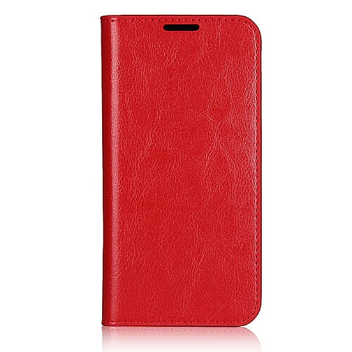 Etui en cuir véritable peau de cheval fou rouge pour votre Samsung Galaxy A41 (Global Version)