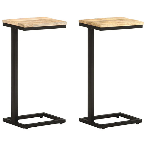 vidaXL Tables d'appoint 2 pcs 31,5x24,5x64,5 cm Bois de manguier brut