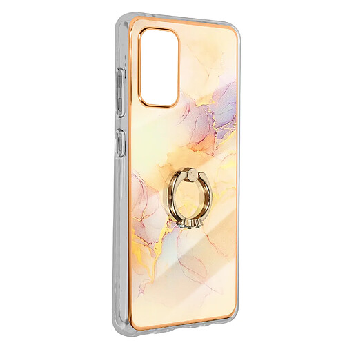 Avizar Coque Samsung Galaxy A32 Bi-matière Bague de maintien Motif marbre champagne