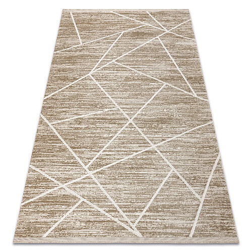 RUGSX Tapis moderne DUKE 51557 beige crème - Géométrique, structuré, très doux, franges 80x150 cm