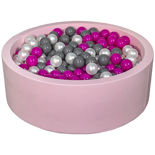 Velinda Piscine à balles Aire de jeu + 450 balles rose perle, rose, gris