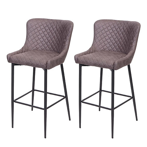 Decoshop26 Lot de 2 tabourets de bar chaises de comptoir en tissu gris foncé design chic et rétro 04_0000158