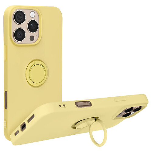 Avizar Coque pour iPhone 16 Pro Max Bague Support Silicone Flexible Jaune