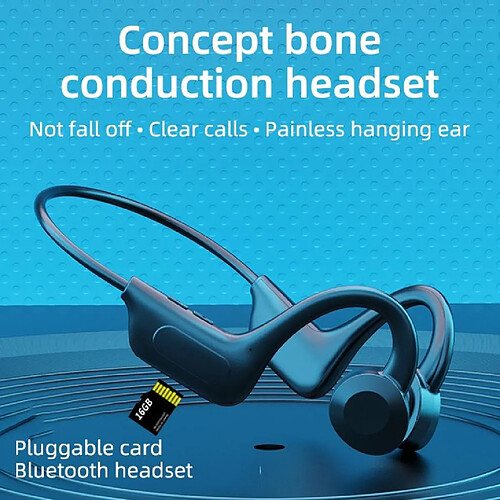 GUPBOO Casque à conduction osseuse Bluetooth sans fil étanche avec prise en charge du micro Carte SD TF