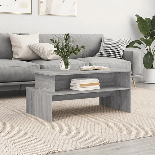 Maison Chic Table basse,Table Console Table d'appoint, Table pour salon sonoma gris 90x55x42,5 cm bois d'ingénierie -MN34224