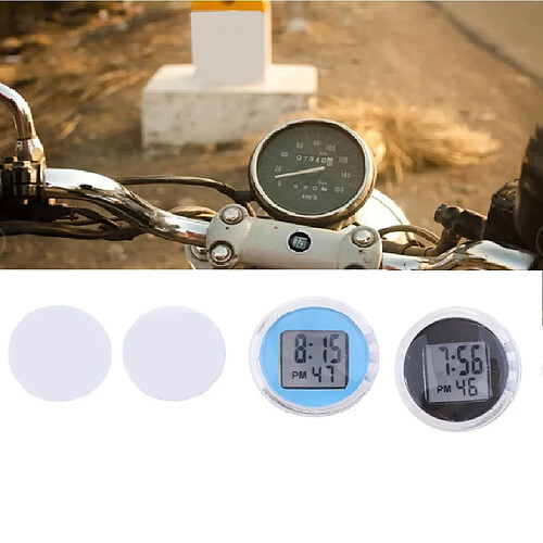 Horloge numérique moto étanche noir et bleu LED Heure Minutes Secondes