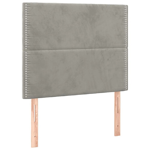 Maison Chic Lot de 2 Têtes de lit design pour chambre - Décoration de lit Gris clair 100x5x78/88 cm Velours -MN99800