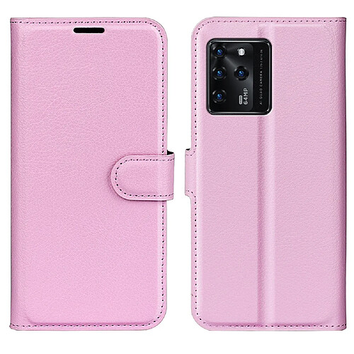 Etui en PU texture litchi avec support, rose pour votre ZTE Blade V30