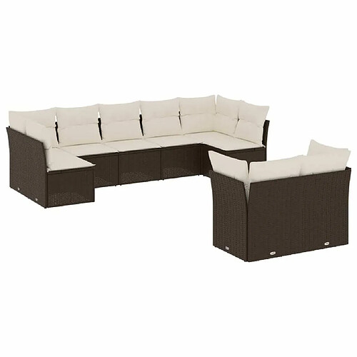 Maison Chic Salon de jardin avec coussins 9 pcs, Ensemble Tables et chaises de jardin, marron résine tressée -GKD380800