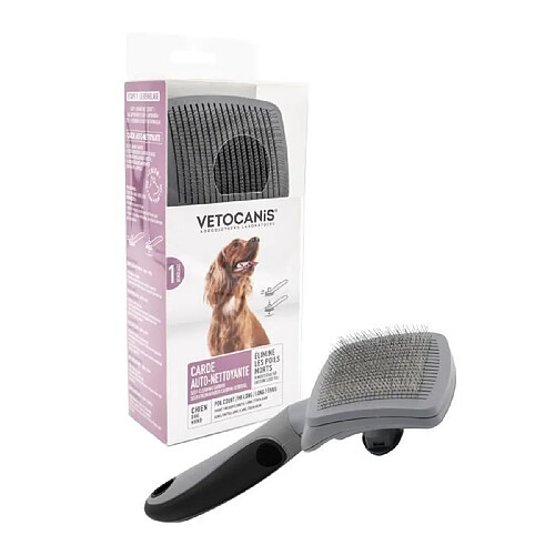 VETOCANIS Brosse de toilettage retractable et autonettoyante - Pour chien