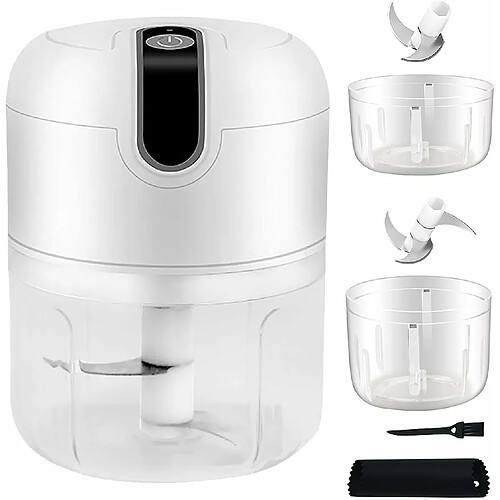 Vendos85 Mini Hachoir a viande Électrique 250ML & 100ML avec accessoires blanc