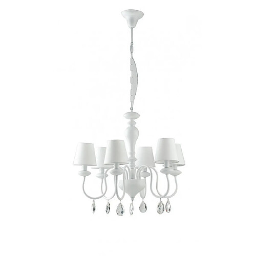 Fan Europe Chandelier abats jours Arthur 6 ampoules Métal,tissu blanc