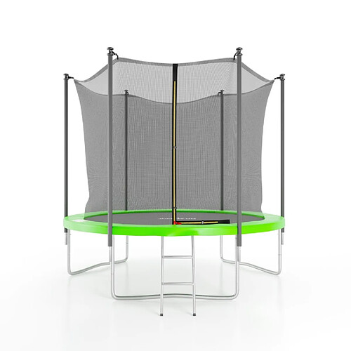 Jump4Fun Trampoline de jardin ø244 cm- 8FT- Filet intérieur, Matelas de protection et Echelle