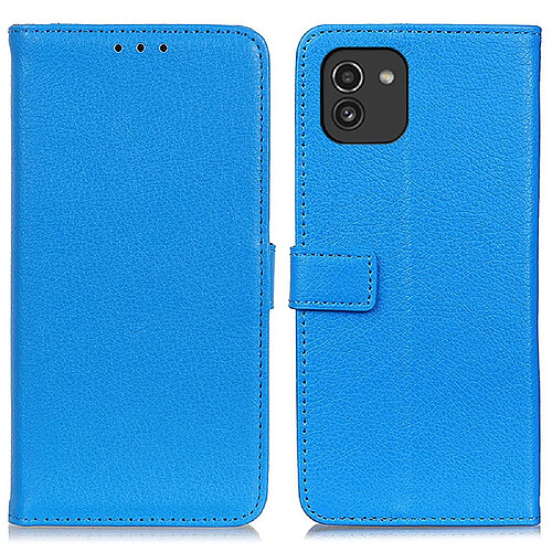 Etui en PU texture litchi bleu pour votre Samsung Galaxy A03 (166.5 x 75.98 x 9.14mm)