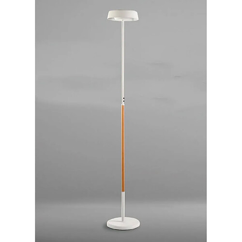 Luminaire Center Lampadaire Noa 2 Ampoules 21W Down 9W Up LED 3000K, 3000lm, blanc mat/hêtre