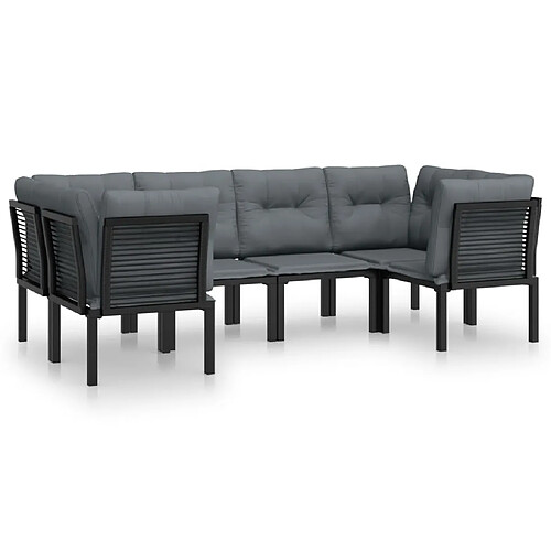 Maison Chic Salon de jardin 6 pcs - Table et chaises d'extérieur - Mobilier/Meubles de jardin Moderne noir et gris résine tressée -MN92041