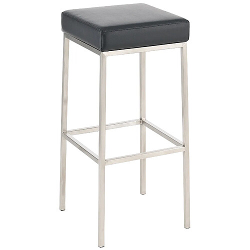 Decoshop26 Tabouret de bar rembourré revêtement synthétique noir avec repose-pieds acier inoxydable hauteur de l'assise 85 cm TDB10248