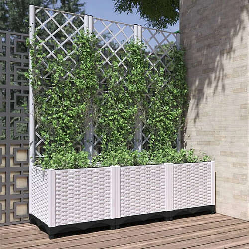 vidaXL Jardinière avec treillis Blanc 120x40x136 cm PP