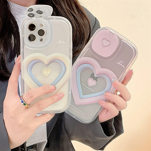 GUPBOO Étui pour iPhone12 Support de miroir pour étui de téléphone de style coréen Sweet Cool Gradient Love