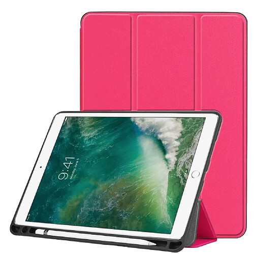 Etui en PU trépied pliable avec fente pour stylo rose pour votre Apple iPad Air 10.5 (2019)/Pro 10.5 pouces (2017)